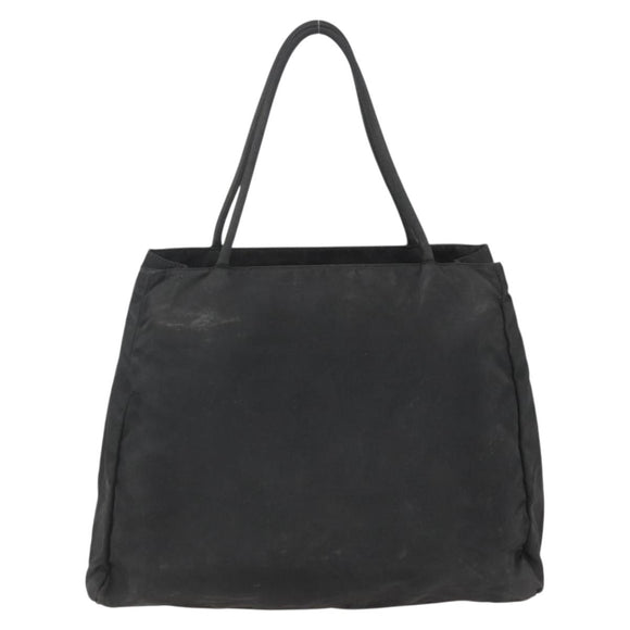 PRADA Tote Bag Nylon Black Silver Auth 160264