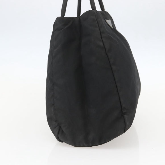 PRADA Tote Bag Nylon Black Silver Auth 160264