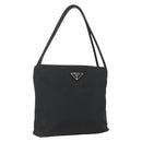 PRADA Tote Bag Nylon Black Silver Auth 160267-1