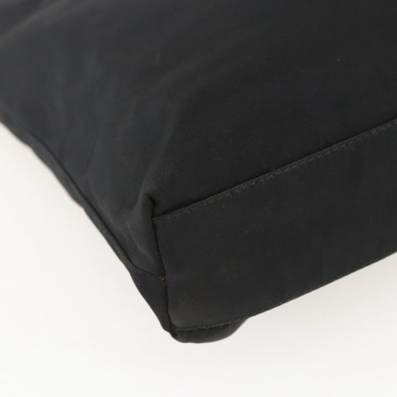 PRADA Tote Bag Nylon Black Silver Auth 160267