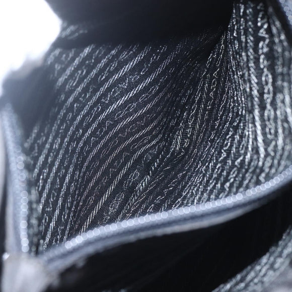 PRADA Tote Bag Nylon Black Silver Auth 160267