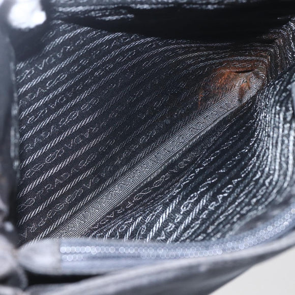PRADA Tote Bag Nylon Black Silver Auth 160267