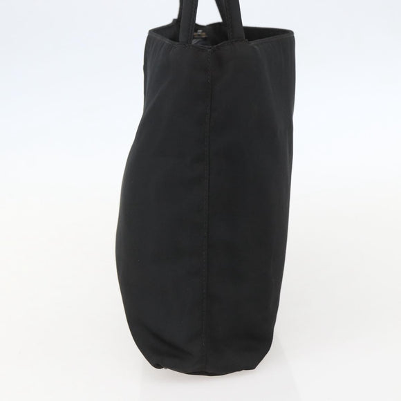 PRADA Tote Bag Nylon Black Silver Auth 160267