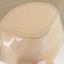 PRADA Tote Bag Canvas Leather Beige Silver Auth 160268-15