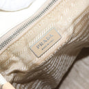 PRADA Tote Bag Canvas Leather Beige Silver Auth 160268-10