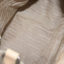 PRADA Tote Bag Canvas Leather Beige Silver Auth 160268-11