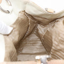 PRADA Tote Bag Canvas Leather Beige Silver Auth 160268-19