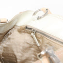 PRADA Tote Bag Canvas Leather Beige Silver Auth 160268-20