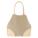 PRADA Tote Bag Canvas Leather Beige Silver Auth 160268-2