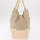 PRADA Tote Bag Canvas Leather Beige Silver Auth 160268-3