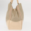 PRADA Tote Bag Canvas Leather Beige Silver Auth 160268-4