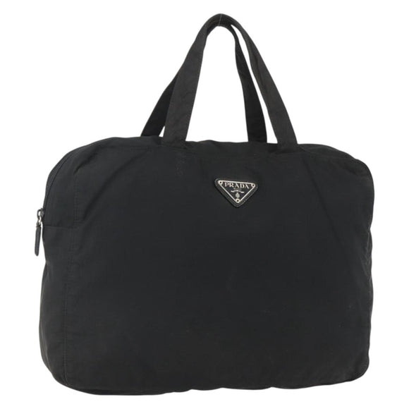 PRADA Tote Bag Nylon Zwart Zilver Auth 160269