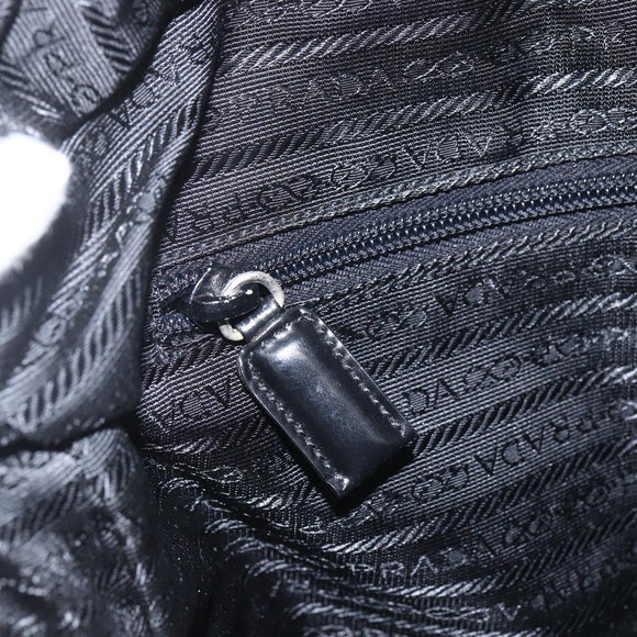 PRADA Tote Bag Nylon Zwart Zilver Auth 160269