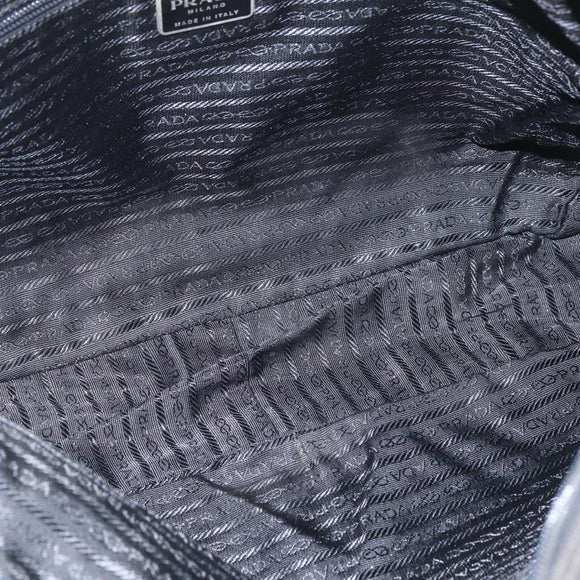 PRADA Tote Bag Nylon Zwart Zilver Auth 160269