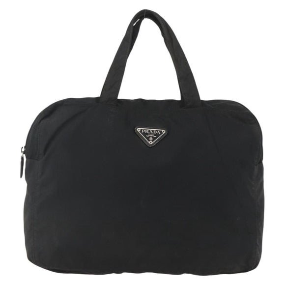 PRADA Tote Bag Nylon Zwart Zilver Auth 160269