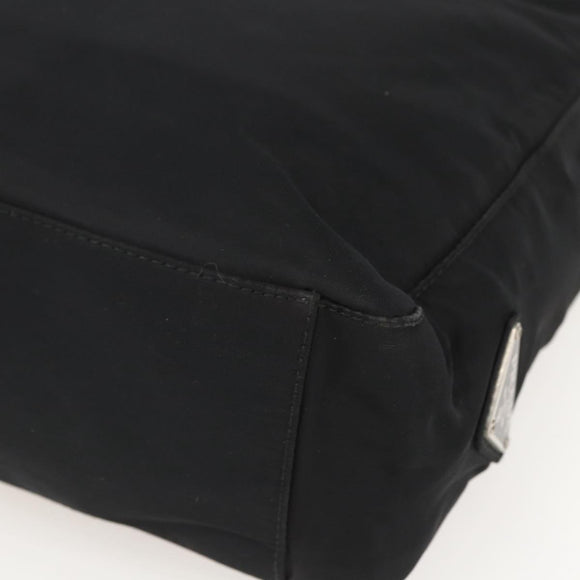 PRADA Tote Bag Nylon Black Silver Auth 160270