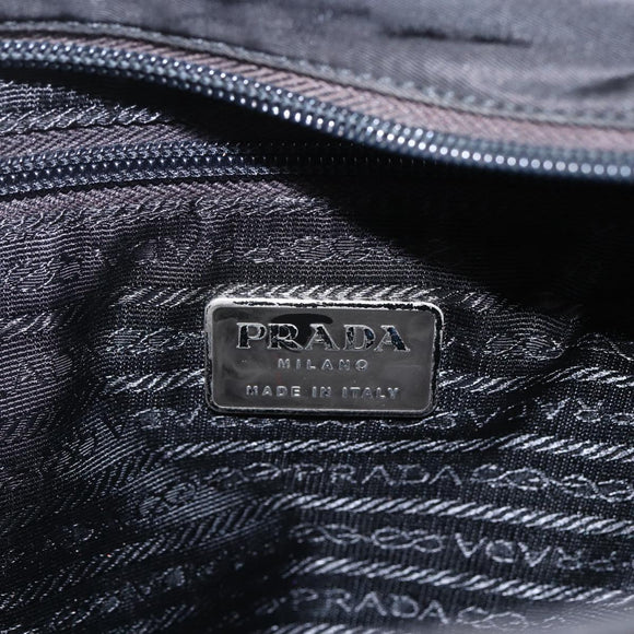 PRADA Tote Bag Nylon Black Silver Auth 160270