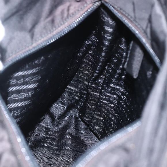 PRADA Tote Bag Nylon Black Silver Auth 160270