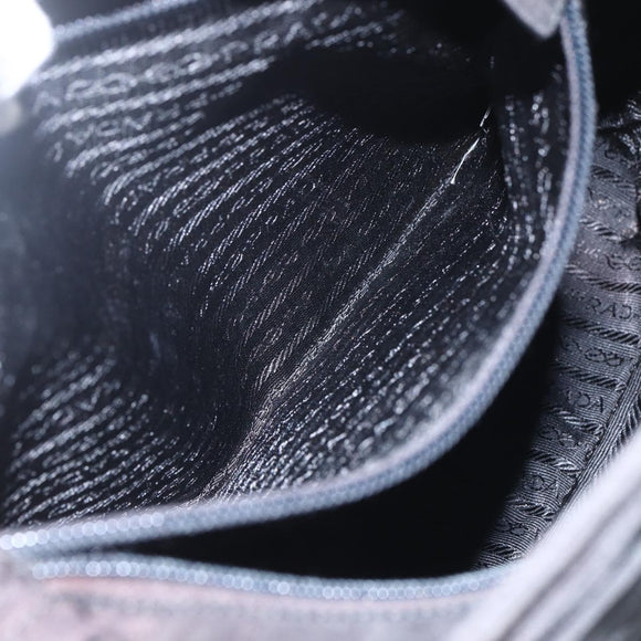 PRADA Tote Bag Nylon Black Silver Auth 160270