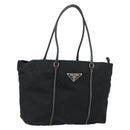 PRADA Tote Bag Nylon Leather Black Silver Auth 160271-1