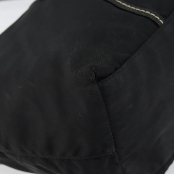 PRADA Tote Bag Nylon Leather Black Silver Auth 160271