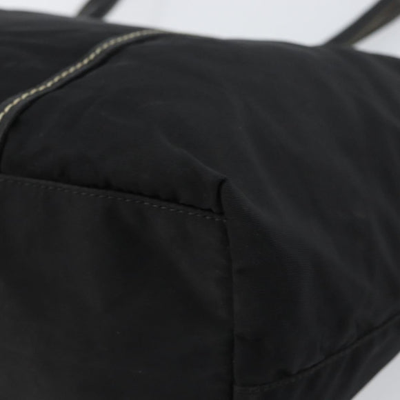 PRADA Tote Bag Nylon Leather Black Silver Auth 160271