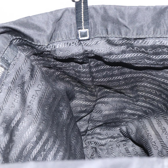 PRADA Tote Bag Nylon Leather Black Silver Auth 160271