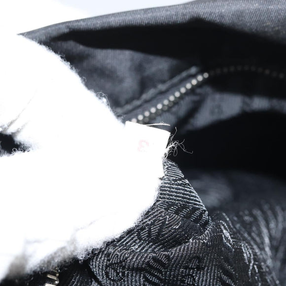 PRADA Tote Bag Nylon Leather Black Silver Auth 160271