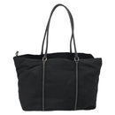 PRADA Tote Bag Nylon Leather Black Silver Auth 160271-2