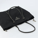 PRADA Tote Bag Nylon Leather Black Silver Auth 160271-6