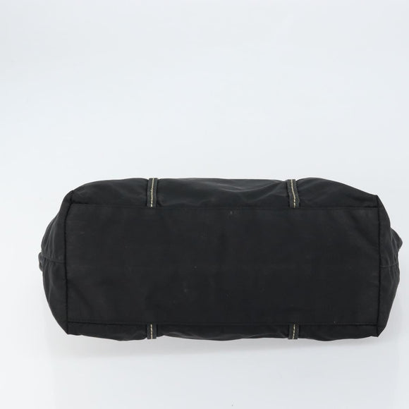 PRADA Tote Bag Nylon Leather Black Silver Auth 160271