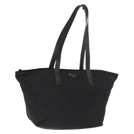 PRADA Tote Bag Nylon Black Silver Auth 160272