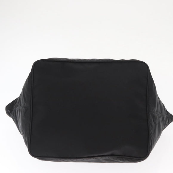 PRADA Tote Bag Nylon Black Silver Auth 160272