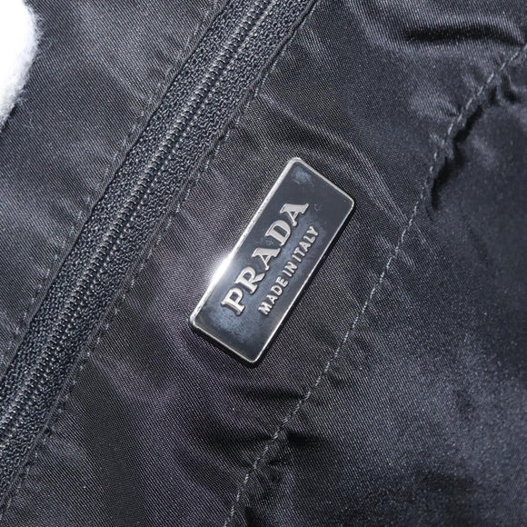 PRADA Tote Bag Nylon Black Silver Auth 160272