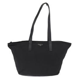 PRADA Tote Bag Nylon Black Silver Auth 160272 - 0