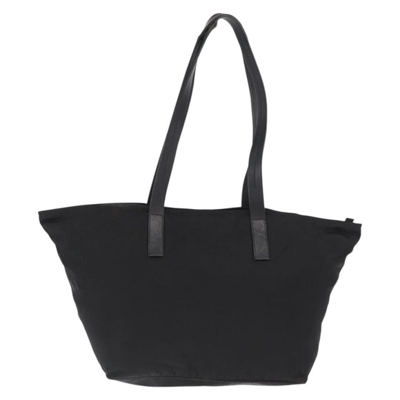 PRADA Tote Bag Nylon Black Silver Auth 160272
