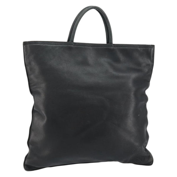 LOEWE Anagram Hand Bag Leather Black Gold Auth 160275