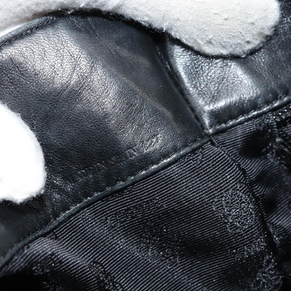 LOEWE Anagram Hand Bag Leather Black Gold Auth 160275