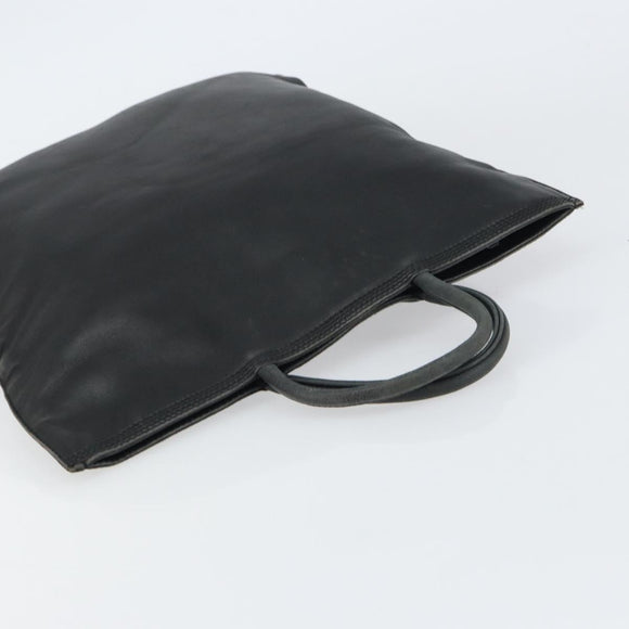 LOEWE Anagram Hand Bag Leather Black Gold Auth 160275