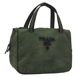 PRADA Hand Bag Nylon Green Auth 160276