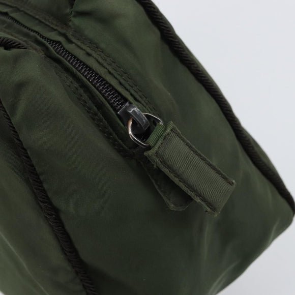 PRADA Hand Bag Nylon Green Auth 160276