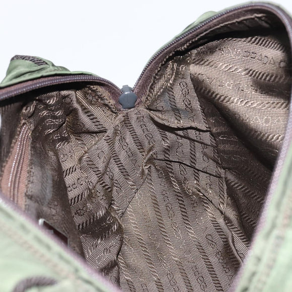 PRADA Hand Bag Nylon Green Auth 160276