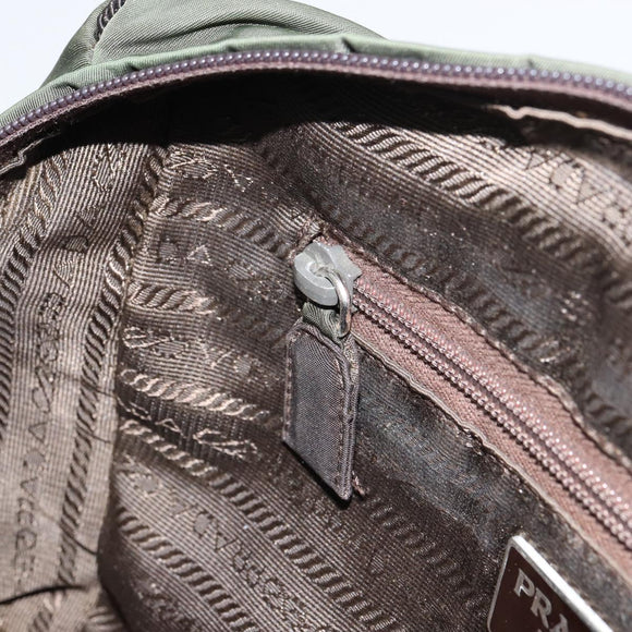 PRADA Hand Bag Nylon Green Auth 160276