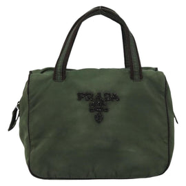 PRADA Hand Bag Nylon Green Auth 160276 - 0