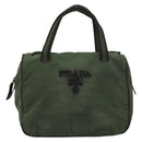 PRADA Hand Bag Nylon Green Auth 160276-13