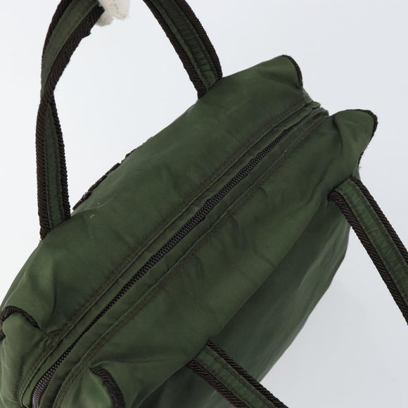 PRADA Hand Bag Nylon Green Auth 160276