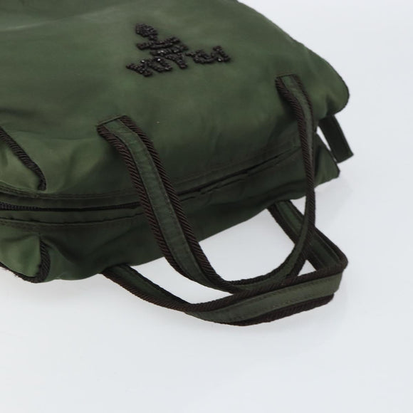 PRADA Hand Bag Nylon Green Auth 160276