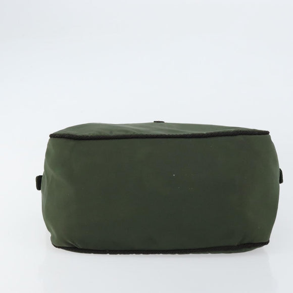 PRADA Hand Bag Nylon Green Auth 160276