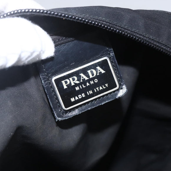 PRADA Shoulder Bag Nylon Black Silver Auth 160278