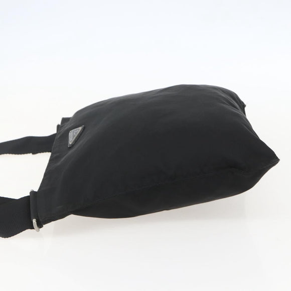 PRADA Shoulder Bag Nylon Black Silver Auth 160278